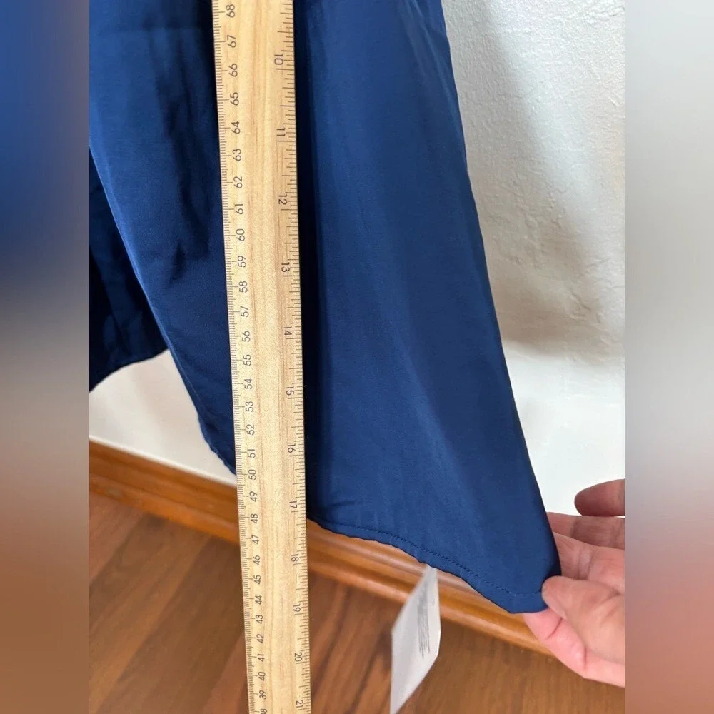 ABERCROMBIE & FITCH A&F Camille Maxi Dress Navy Blue‎ Spaghetti Strap Long Slit